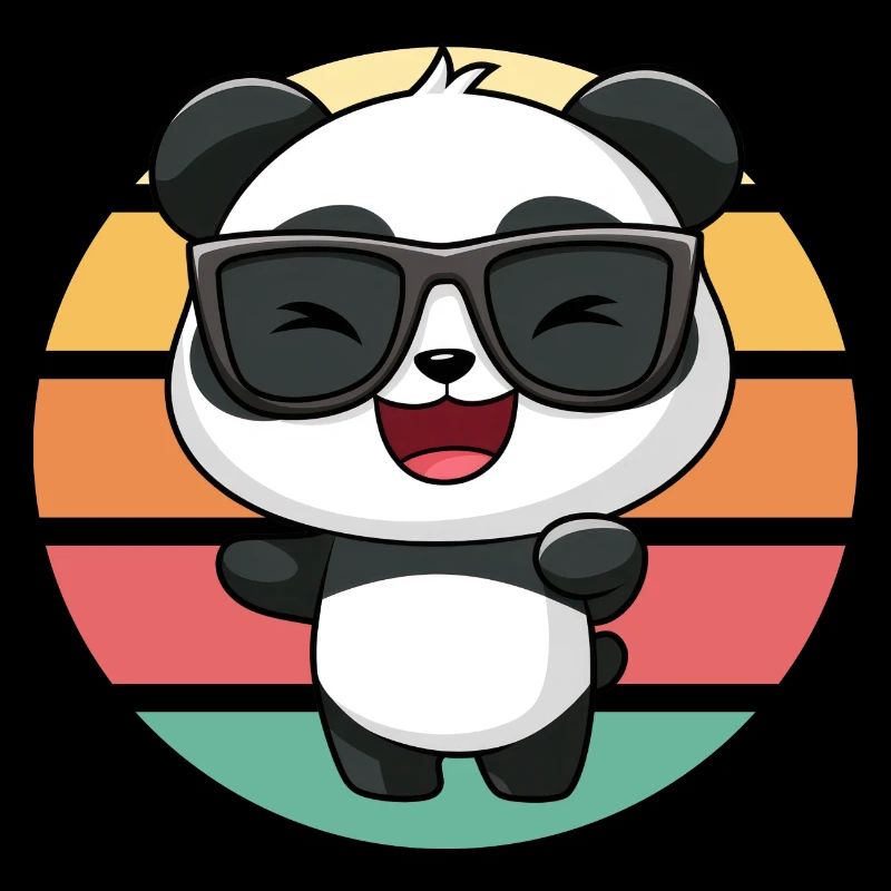 Cool Panda with Sunglasses Vintage Sunset