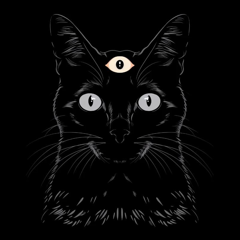 Weirdcore Ästhetik Schwarze Katze Drittes Auge Hex