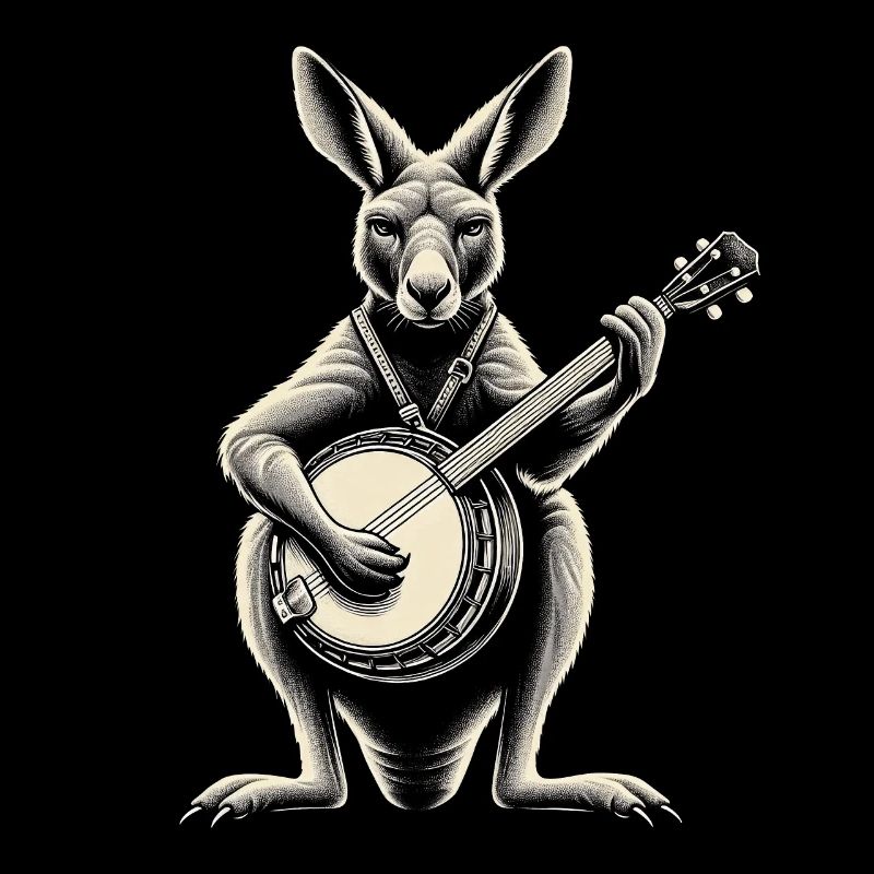 Kangaroo Australia Bluegrass Banjo Player