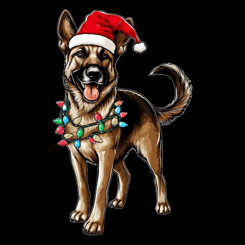 German Shepherd Christmas Hat Xmas