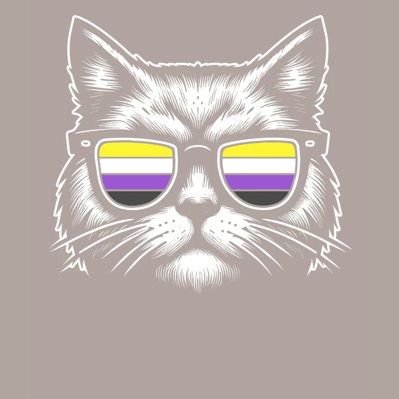 Nonbinary Pride Retro Katze mit Sonnenbrille