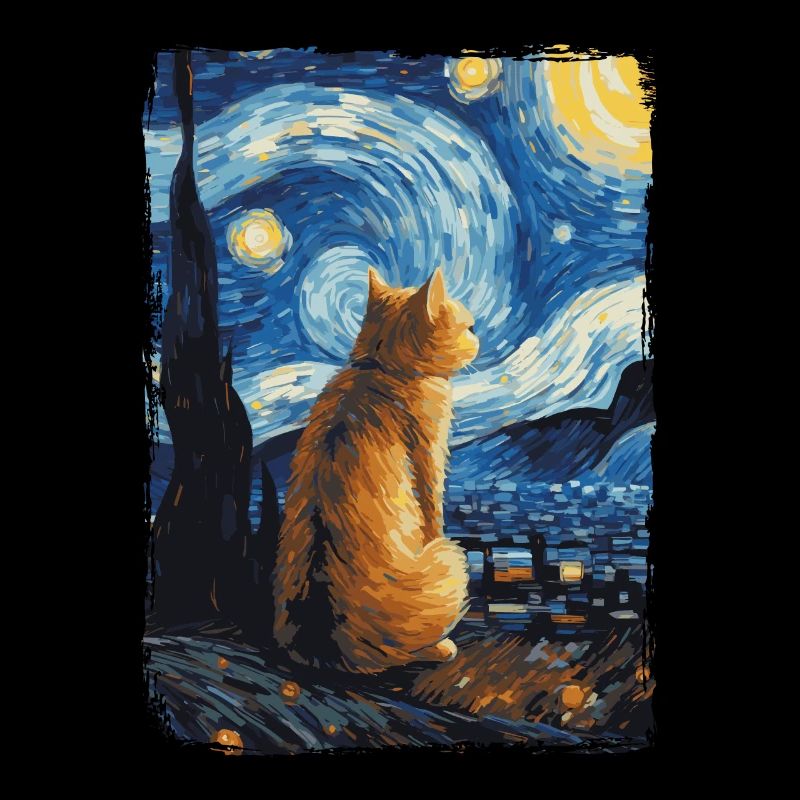 Katze Starry Night