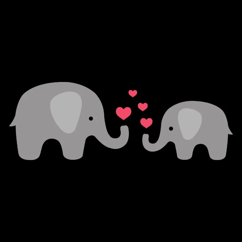 Doux bébé éléphant et maman avec des cœurs