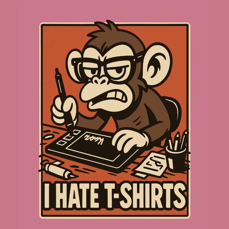 Angry monkey on drawing tablet comic style