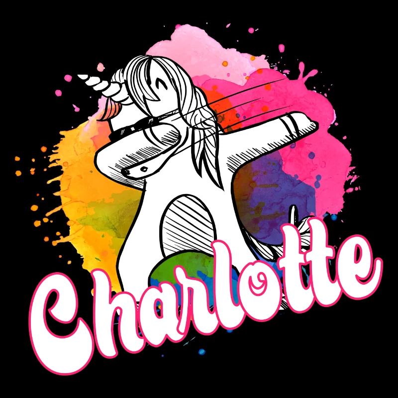 CHARLOTTE - Schöner Name mit dabbing Einhorn