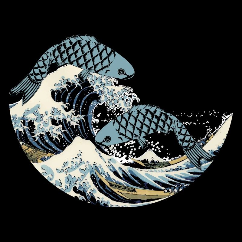 Koi Fish Water Japan Wave Gift