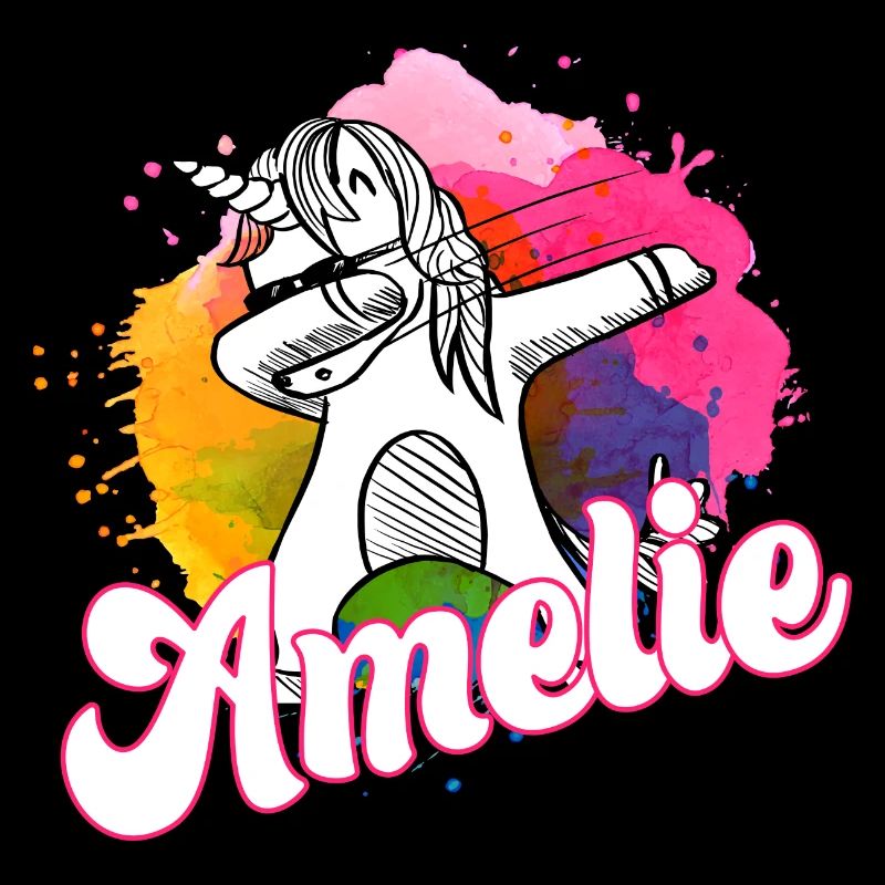 AMELIE - Schöner Name mit dabbing Einhorn