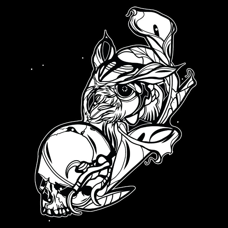 Eule mit Schädel // Illustration