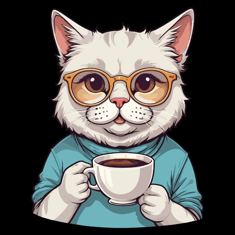 Chat buveur de café