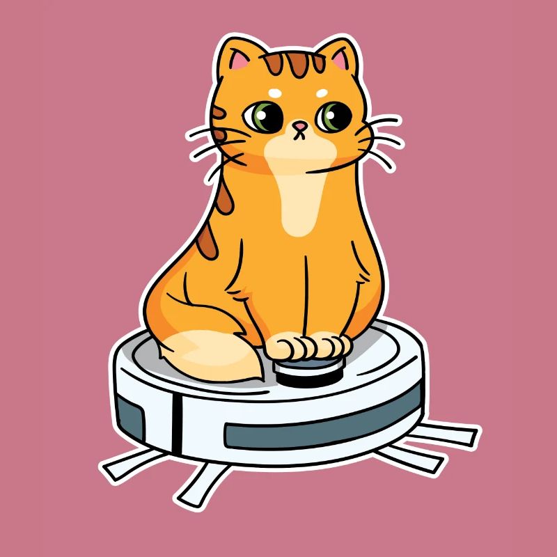 Saugroboter mit Katze Saugerroboter