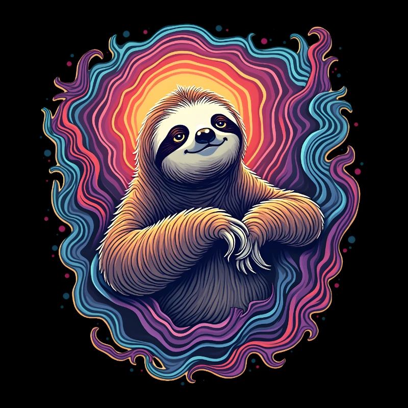 Psychedelisches Faultier | Buntes Chill-Out Design