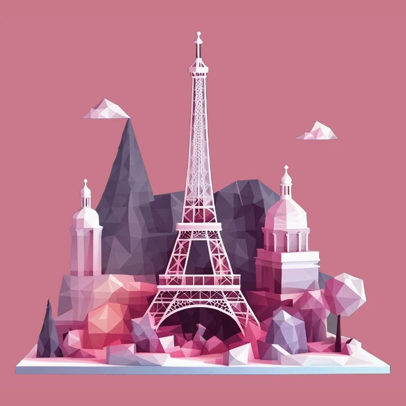 Geometrisches Low-Poly Pariser Insel, Eiffelturm