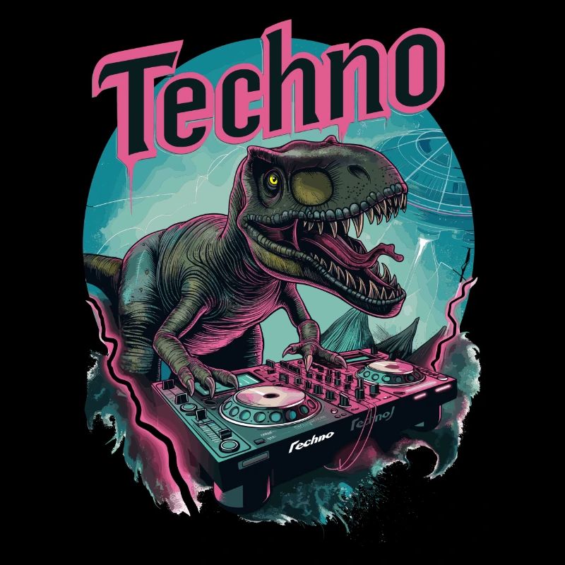 Techno DJ Rave Alien T-Rex Dancefloor