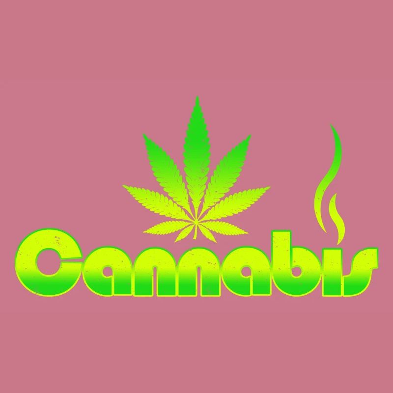 Vibrant Cannabis Leaf Emblem on Green Gradient