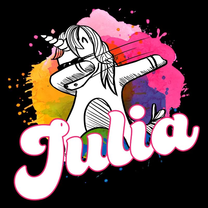 JULIA - Schöner Name mit dabbing Einhorn