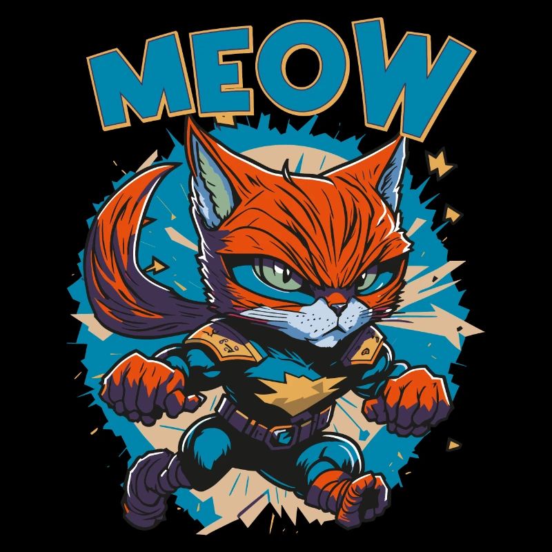 Meow - Chat super-héros de dessin animé cool