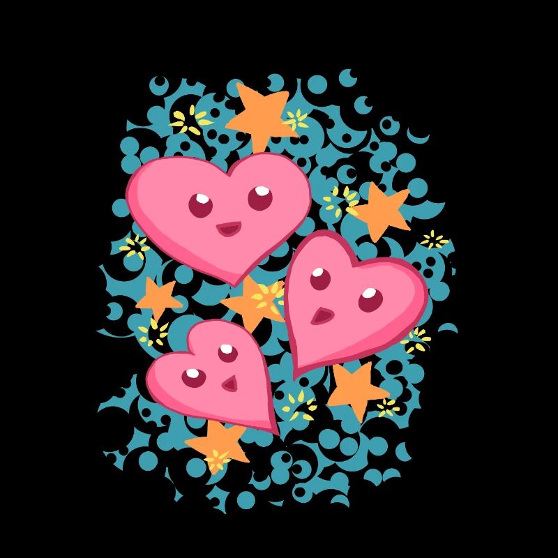 Trois petits cœurs dans le style de la bande dessinée