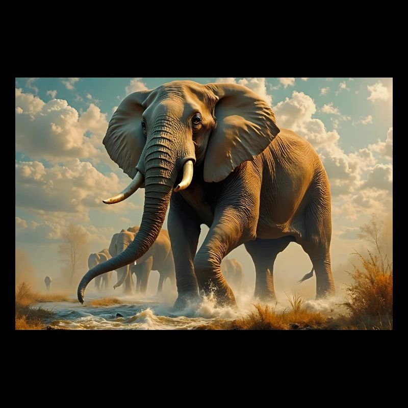 Géant majestueux dans le lit de la rivière - AI