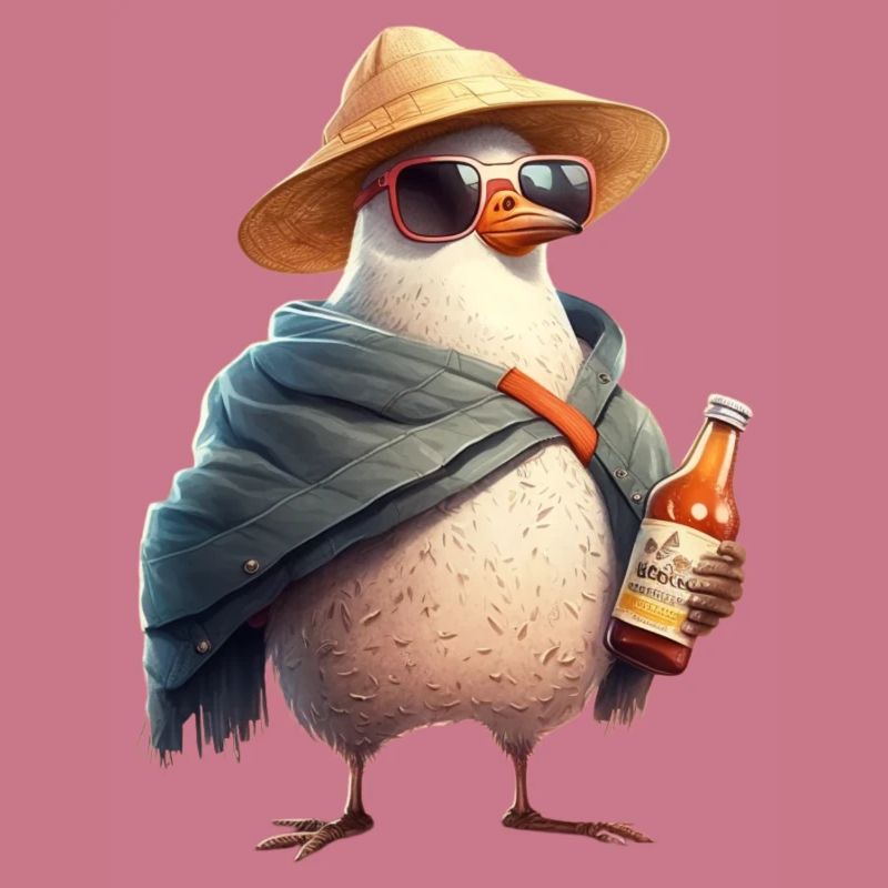 Cooler Pinguin mit Hut und Bierflasche