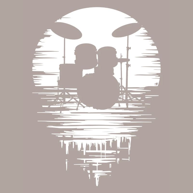 Drumset Silhouette Drums with Reflection