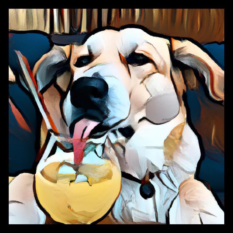 Labrador drinking a cocktail