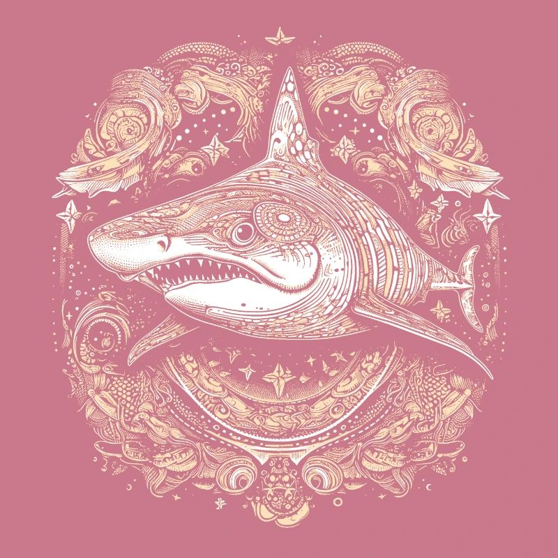 Cool trippy shark with boho/ethnic patterns