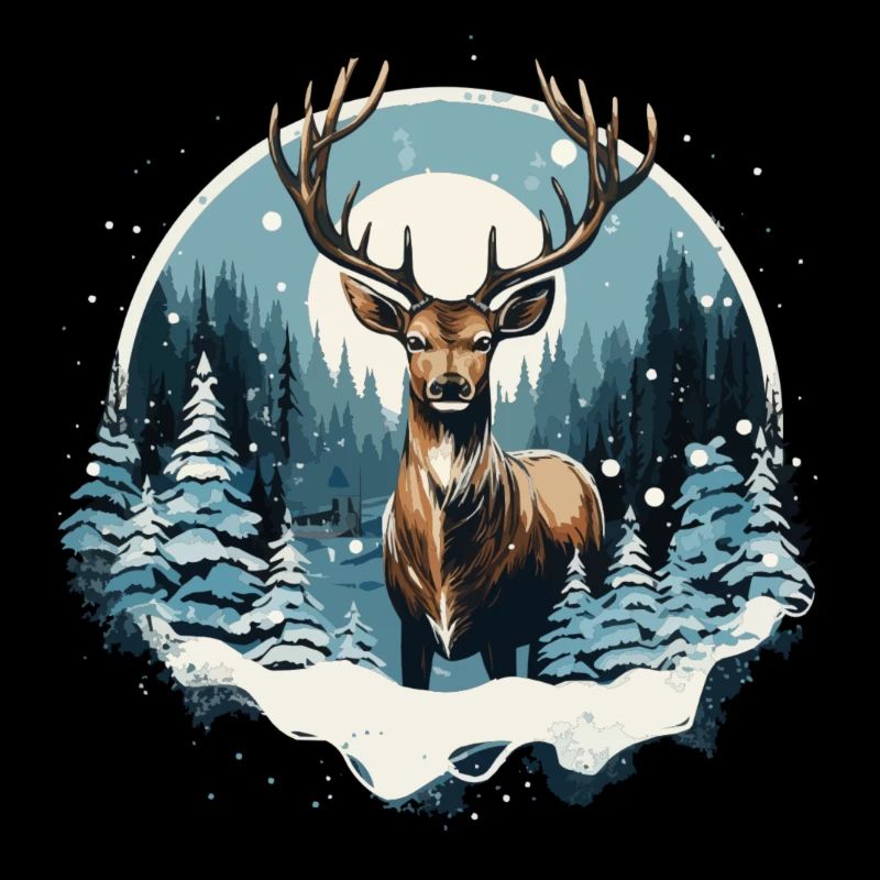 Cerf - Conception de la forêt et de la neige