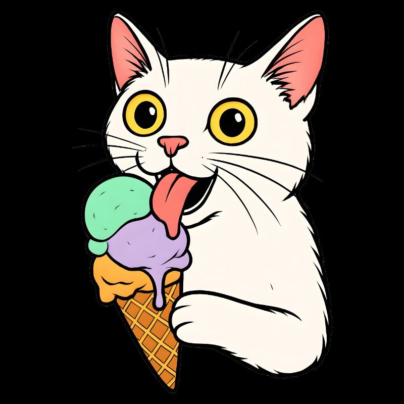 Katze mit Eis Sommer Hitze Sonne