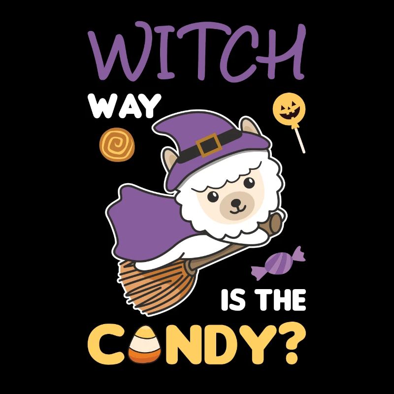 Alpaca Witch way is the candy Happy