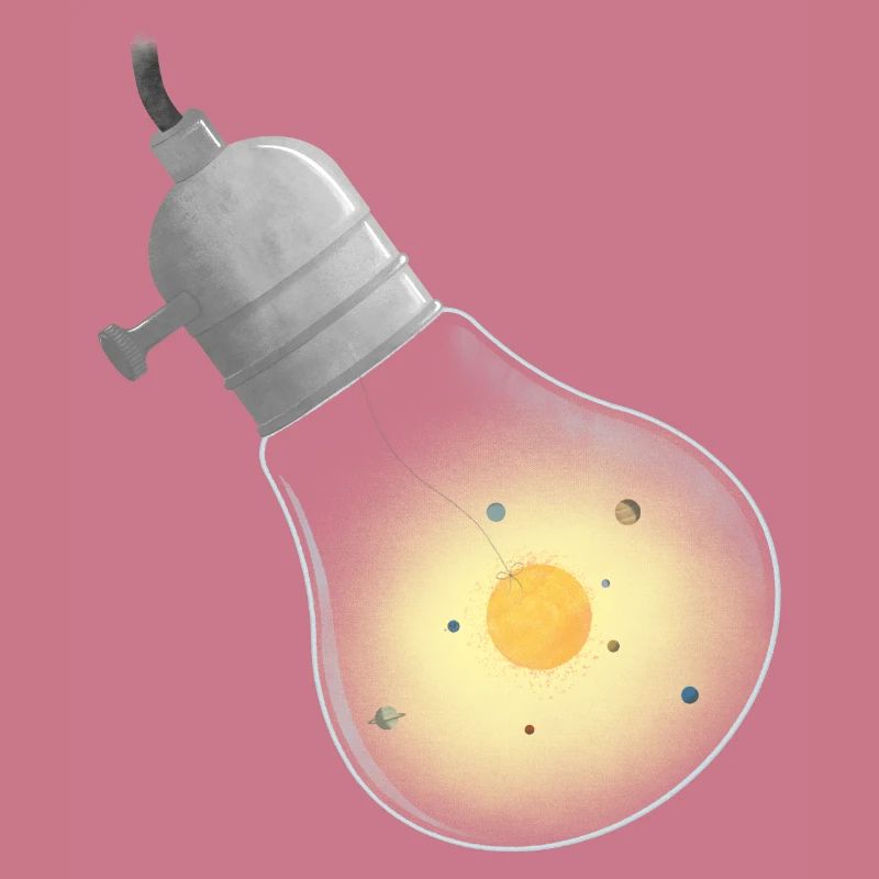 Light bulb solar system on thread