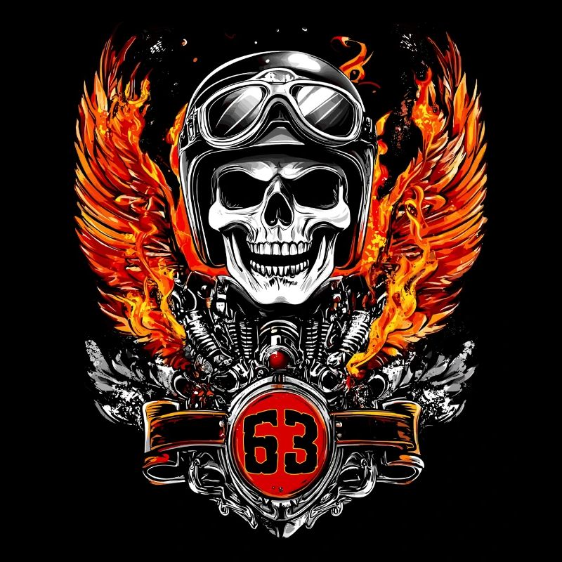 Biker 63 Geburtstag Skull Motorrad Motorradfahrer