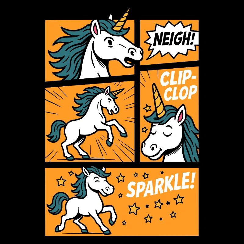 Conception de bande dessinée Licorne heureuse