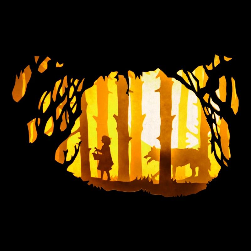 Scherenschnitt – Rotkäppchen und der Wolf