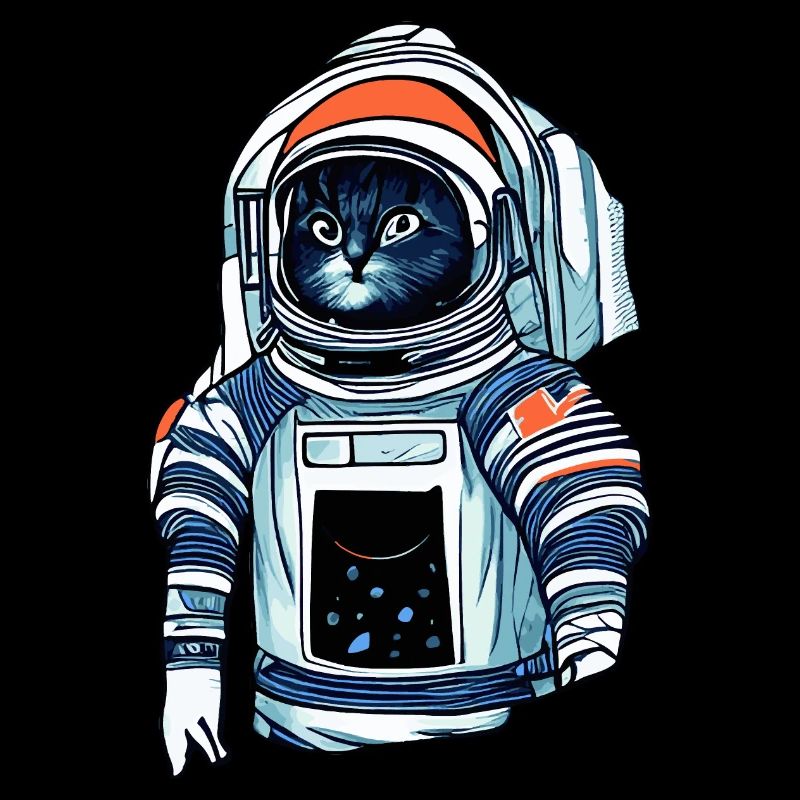 Illustration d’un chat dans une combinaison spatiale