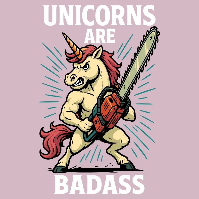Licorne badass avec conception de tronçonneuse