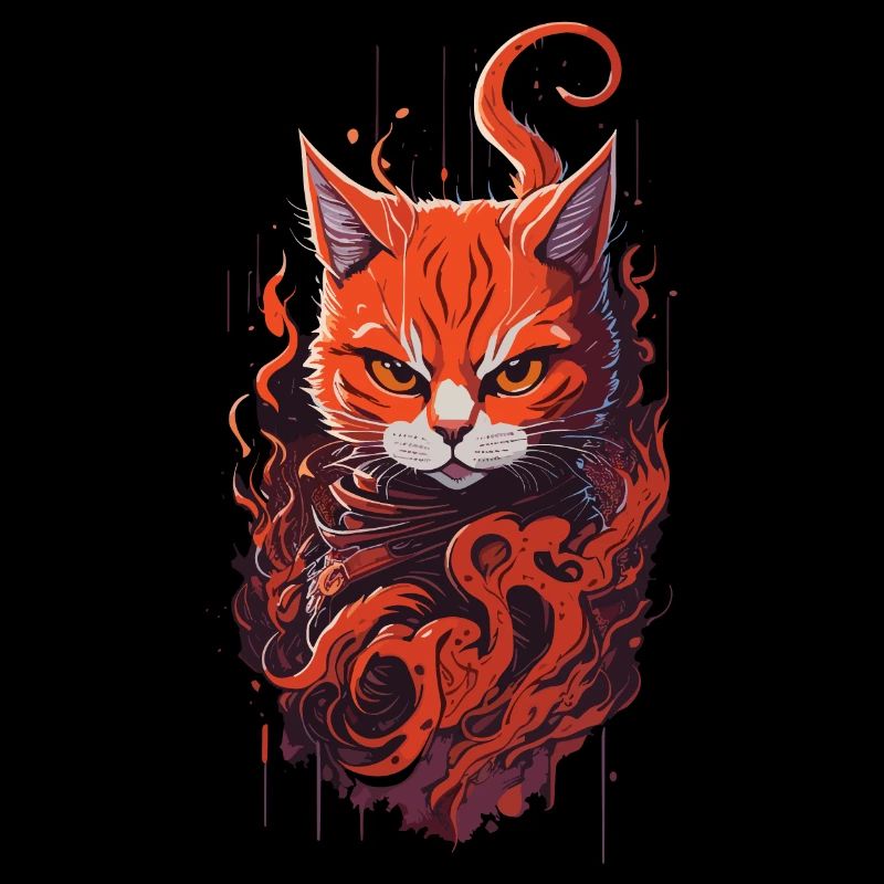 Cat Tabby Ninja Gloomy Evil Grim Apparel