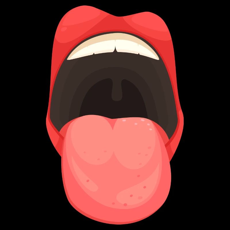 La bouche bâille avec la langue
