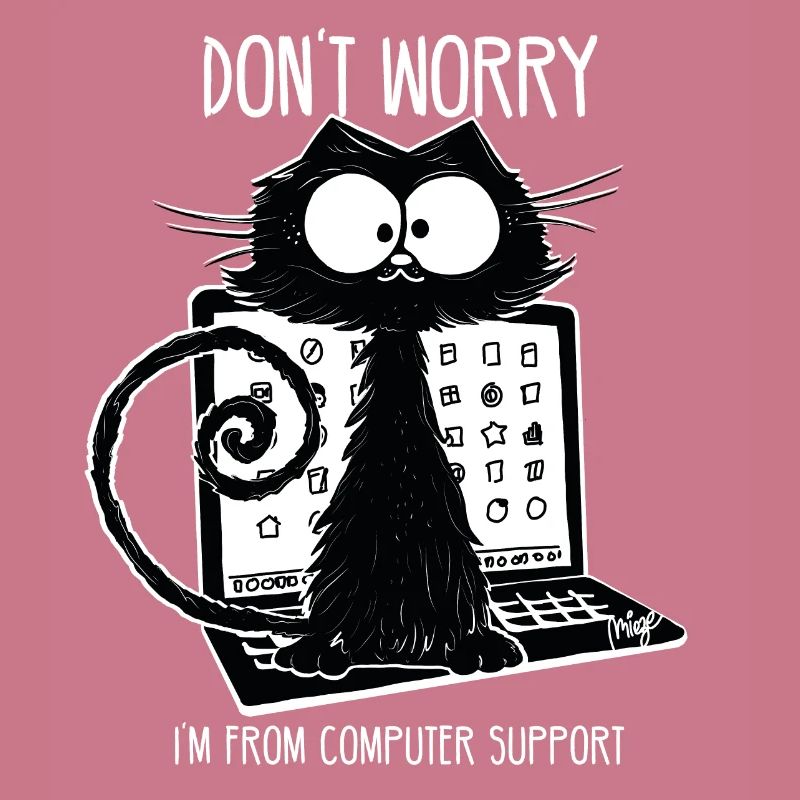 Schwarze Katze Lustiger Spruch Computer Support