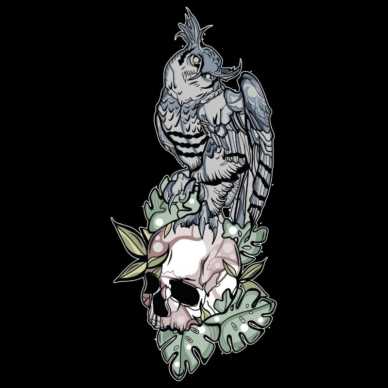 Eule auf Schädel // Illustration