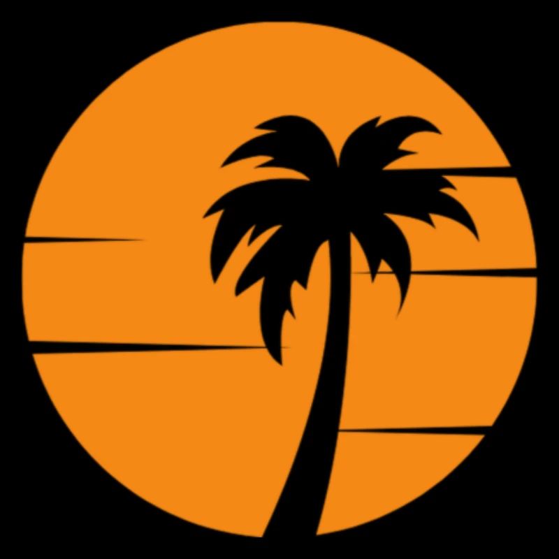 Palm tree on orange background