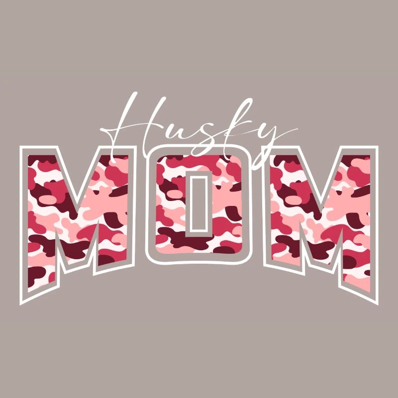 Husky Mom camouflage pattern lettering