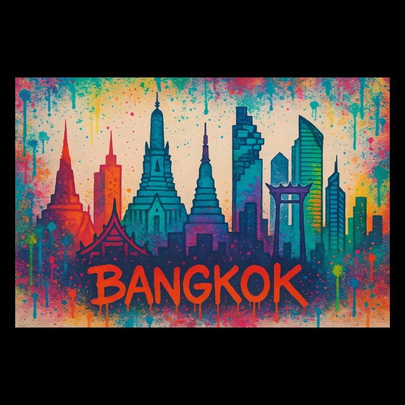 La ligne d’horizon de Bangkok dans le style graffiti