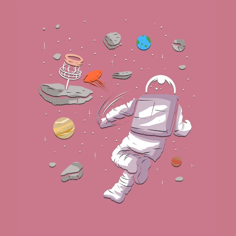 Astronaute de golf de disque dans la conception de golfeur de disque spatial