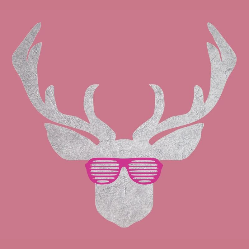 Hirsch mit pinker Brille in silber Farbener Textur