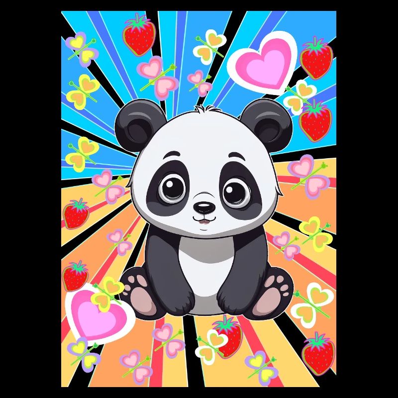 80er Retro Panda Kinder Mädchen Jungen