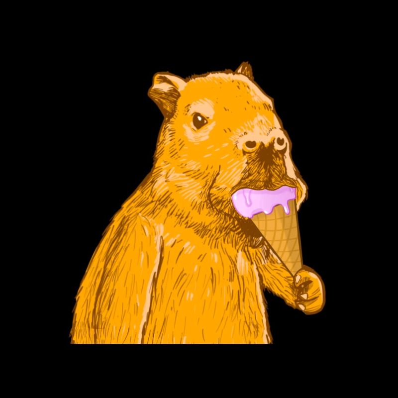 Capybara isst Eis