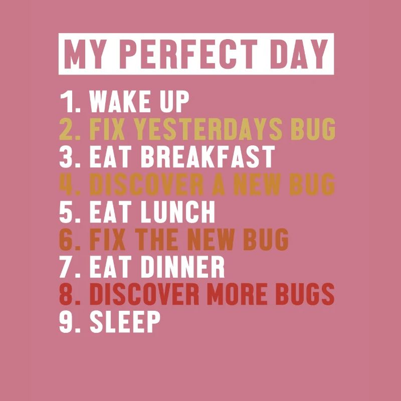 Fix Bugs Perfect Day Developer Coder Programmierer