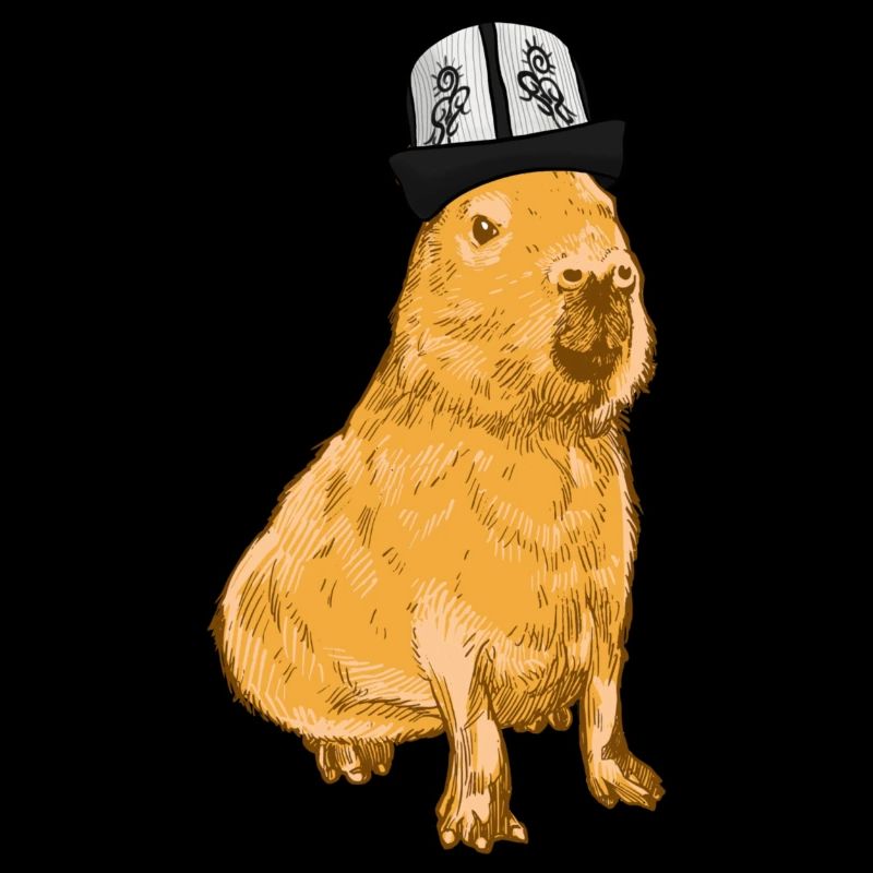 Capybara avec un drôle de chapeau