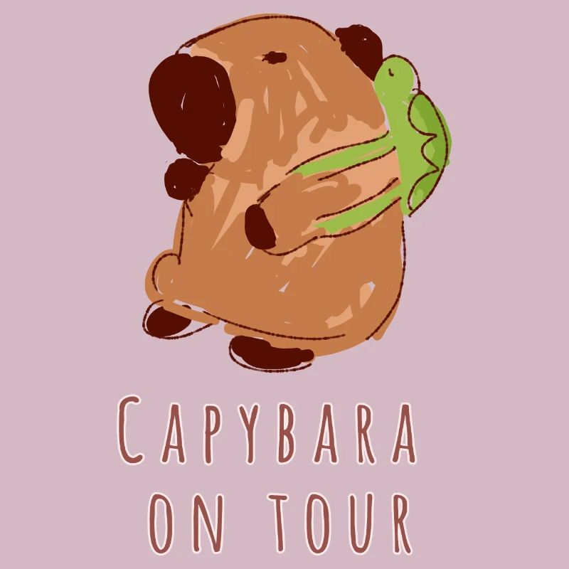 Capybara,backpack,turtle,on tour