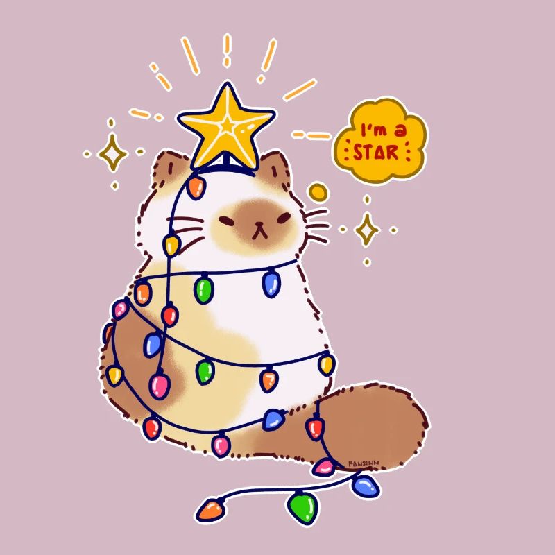 Cat String Light Star Christmas Tree Gift